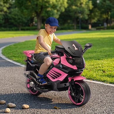 6V Kids Electric Motorcycle w/ Training Wheels, Sounds & Music, Headlight
