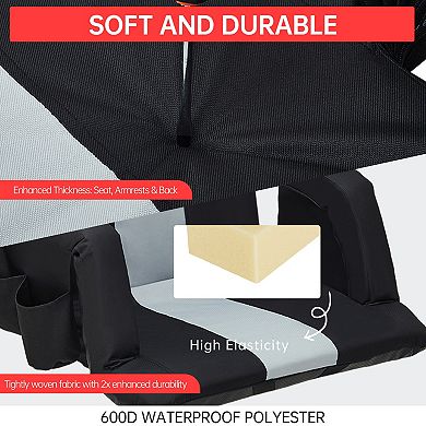 Stadium Seats with Back Support & Padded Cushion,Extra Wide 24.5" Bleacher Chair with Anti-Slip Mat