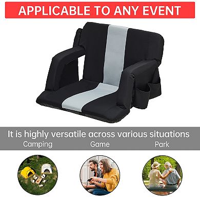 Stadium Seats with Back Support & Padded Cushion,Extra Wide 24.5" Bleacher Chair with Anti-Slip Mat