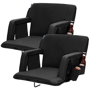 Stadium Seats with Back Support & Padded Cushion,Extra Wide 24.5" Bleacher Chair with Anti-Slip Mat
