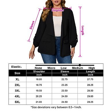 Women's Plus Size Casual Blazers Open Front Work Office Jackets Blazer with Pockets