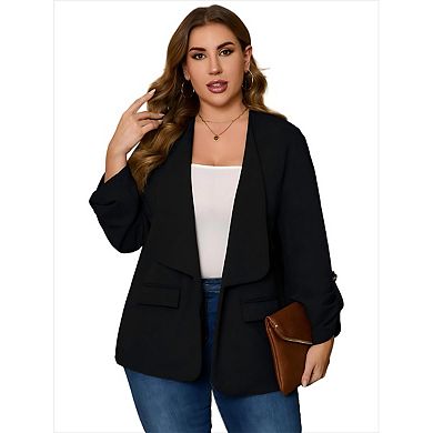 Women's Plus Size Casual Blazers Open Front Work Office Jackets Blazer with Pockets