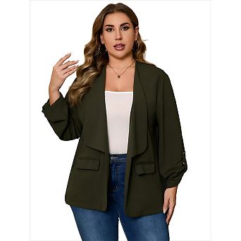 Women's Plus Size Casual Blazers Open Front Work Office Jackets Blazer with Pockets