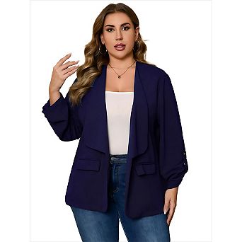 Women's Plus Size Casual Blazers Open Front Work Office Jackets Blazer with Pockets