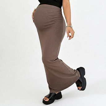 Women's Maternity Ribbed Maxi Skirt
