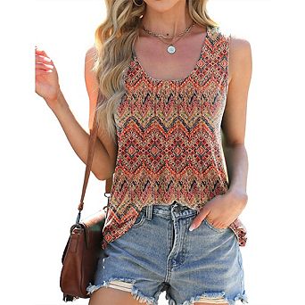 Womens Tank Tops Square Neck Sleeveless Beach Vacation Clothes Loose Fit Casual Summer Tops