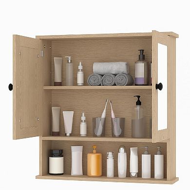 MDF Bathroom Mirror Cabinet, White/Green/Oak Color 可选，Wall Mount Storage Cabinet
