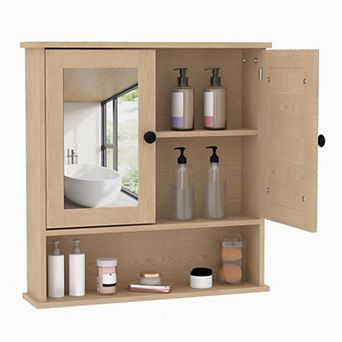 MDF Bathroom Mirror Cabinet, White/Green/Oak Color 可选，Wall Mount Storage Cabinet