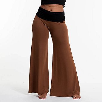 Women's Fold Over Waist Soft Wide Leg Lounge Pants