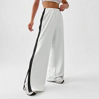Women's Button Side Stripe Split Wide Leg Sweatpants