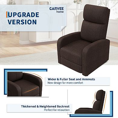 Adjustable Fabric Recliner Chair with Overstuffed Backrest, Side Pocket and Multi-Position Recline