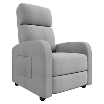 Adjustable Fabric Recliner Chair with Overstuffed Backrest, Side Pocket and Multi-Position Recline