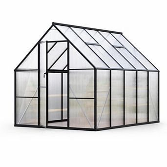 ANIXOL Walk-In Polycarbonate Greenhouse with Lockable Door, Roof Vent and Gutters