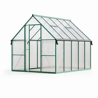 ANIXOL Walk-In Polycarbonate Greenhouse with Lockable Door, Roof Vent and Gutters