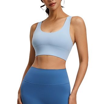 High Impact Sports Bras for Women Cross Back Workout Crop Tank Tops Longline Sports Push up
