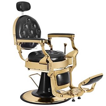Vintage Hydraulic Barber Chair, Swivel Reclining Salon Chair with Adjustable Headrest & Footrest