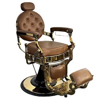 Vintage Hydraulic Barber Chair, Swivel Reclining Salon Chair with Adjustable Headrest & Footrest