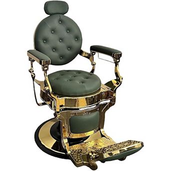 Vintage Hydraulic Barber Chair, Swivel Reclining Salon Chair with Adjustable Headrest & Footrest