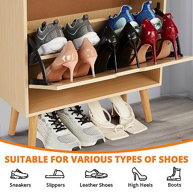 Minimalist Rattan Shoe Cabinet with Flip Drawers & Deodorant Vents for Small Spaces