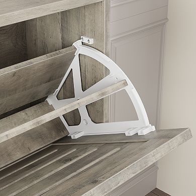 Rustic Entryway Shoe Cabinet with 2 Flip-Down Drawers & 2 Hooks for Small Spaces & Apartments
