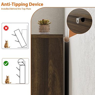 Hidden Entryway Shoe Storage Cabinet with 2 Flip Drawer Doors for Hallway & Living Room