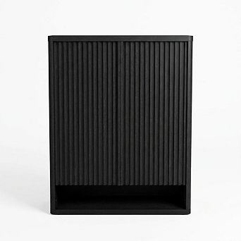 Modern Wooden Shoe Cabinet with Fluted Doors & Adjustable Shelves for Hallway Living Room