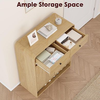 Large Capacity Wooden Shoe Cabinet with Adjustable Shelves, 2 Drawers & Bottom Shelf