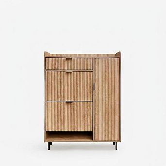 Slim Elegant Shoe Storage Cabinet with Adjustable Shelves & Metal Legs for Hallway & Entryway