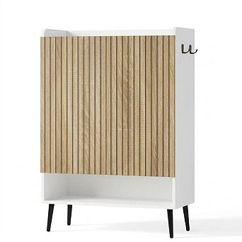 Large Capacity Entryway Shoe Cabinet with Doors & Adjustable Shelves for Hallway Living Room