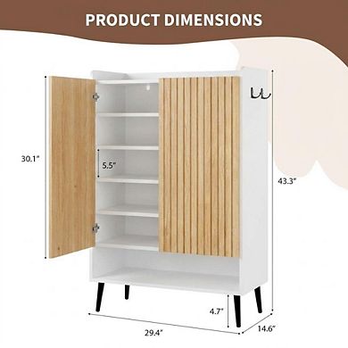 Large Capacity Entryway Shoe Cabinet with Doors & Adjustable Shelves for Hallway Living Room