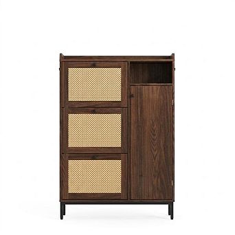 Flip Drawer Shoe Cabinet with Adjustable Shelves, Narrow Standing Storage Organizer for Entryway
