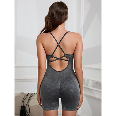 Womens Flattering Shaping Slimming Jumpsuit Supportive Stretchy Soft Romper Workout Vacation Summer