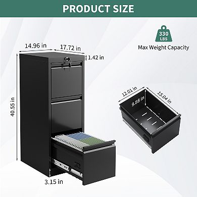 Heavy-Duty Rolling Metal Garage Storage Cabinet with Lock, Workbench Top & Adjustable Shelf