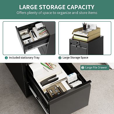 Heavy-Duty Rolling Metal Garage Storage Cabinet with Lock, Workbench Top & Adjustable Shelf