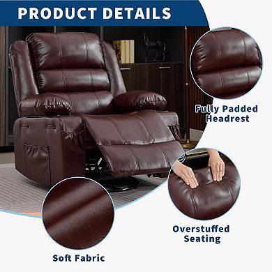Swivel Rocking Recliner Chair with Cup Holder, Nursery Glider Chair ...