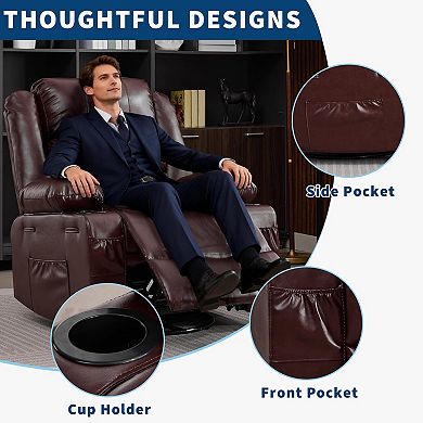 Swivel Rocking Recliner Chair with Cup Holder, Nursery Glider Chair ...