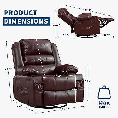 Swivel Rocking Recliner Chair with Cup Holder, Nursery Glider Chair ...