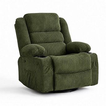Swivel Rocking Recliner Chair with Cup Holder, Nursery Glider Chair, Living Room Chair