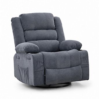 Swivel Rocking Recliner Chair with Cup Holder, Nursery Glider Chair, Living Room Chair