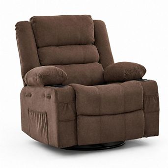 Swivel Rocking Recliner Chair with Cup Holder, Nursery Glider Chair, Living Room Chair