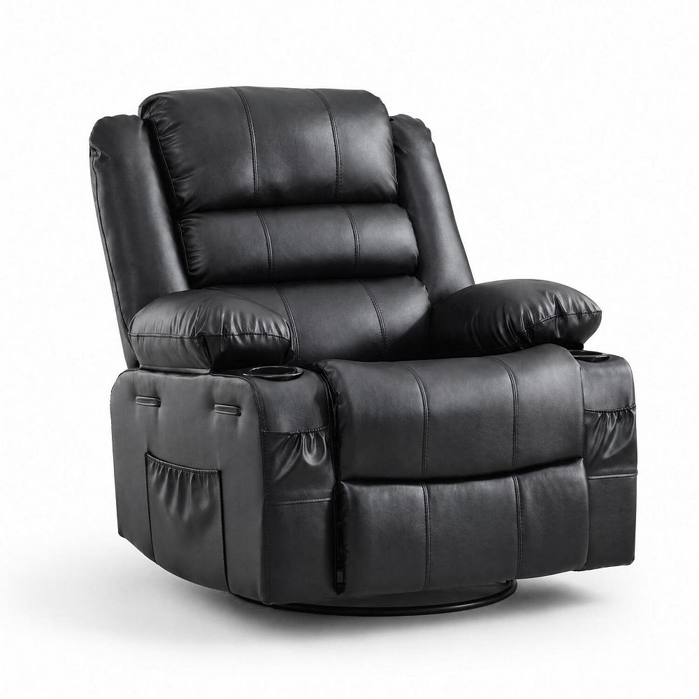 Swivel Rocking Recliner Chair with Cup Holder, Nursery Glider Chair ...