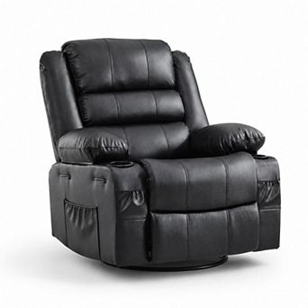 Swivel Rocking Recliner Chair with Cup Holder, Nursery Glider Chair, Living Room Chair