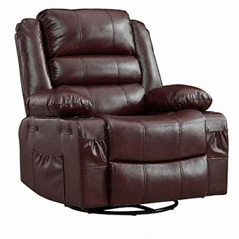 Swivel Rocking Recliner Chair with Cup Holder, Nursery Glider Chair, Living Room Chair