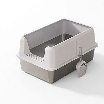 Large Stainless Steel Cat Litter Box with High Sidewalls,Leak-Proof,Odor-Free&Easy Clean Metal Tray