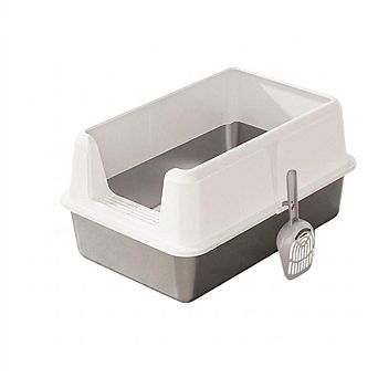 Large Stainless Steel Cat Litter Box with High Sidewalls,Leak-Proof,Odor-Free&Easy Clean Metal Tray