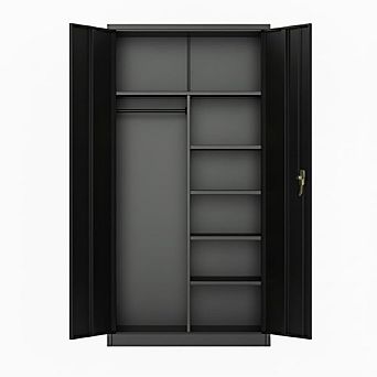Heavy Duty Storage Cabinet with Locking Doors, Adjustable Shelves & Hanging Rod