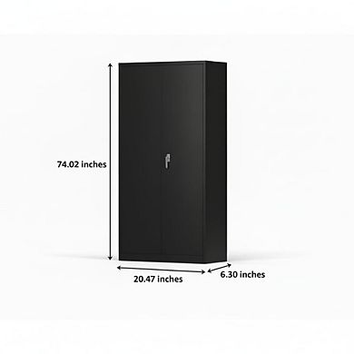 Heavy Duty Storage Cabinet with Locking Doors, Adjustable Shelves & Hanging Rod