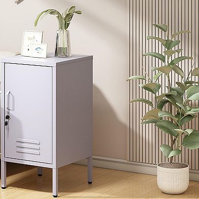 3-tier Metal Filing Cabinet Locker Storage Cabinet with 2 Adjustable Shelves for Home Office