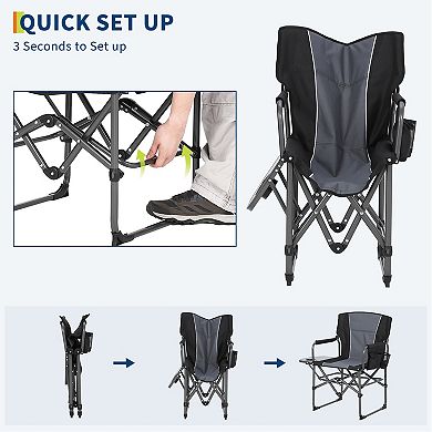 Oversized Folding Directors Camping Chair,Portable Outdoor Lawn Chair with Side Table,Cup Holder