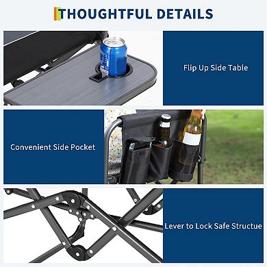 Oversized Folding Directors Camping Chair,Portable Outdoor Lawn Chair with Side Table,Cup Holder